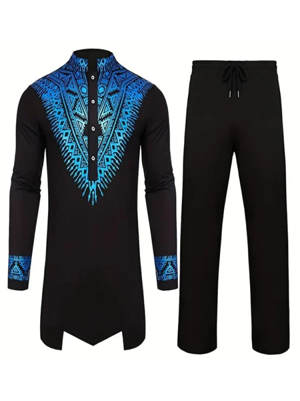 Tenue De Cérémonie Masculine En Noir Brodée De Luxe En Bleu