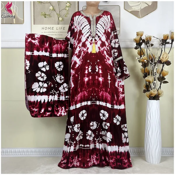 Boubou Africain En Coton Imprimé Floral - Djellaba Confortable Pour Femme Islamique